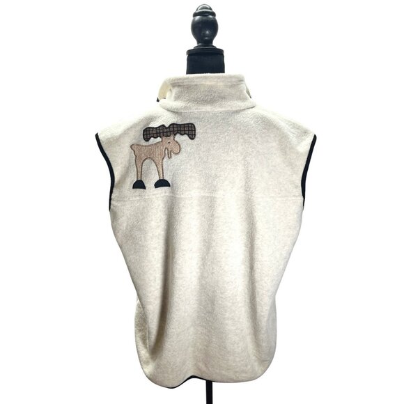 The Briar patch Country Apparel large Cream Fleece Zip Up Embroidery Moose Tree - Picture 4 of 11